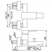 Cмеситель для ванны JAQUAR Kubix F KUB-CHR-35119F