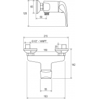 Смеситель для душа настенный  Ravak ROSA 150 ММ RS 032.00
